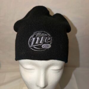 Vintage Miller Lite Black Knit Beanie